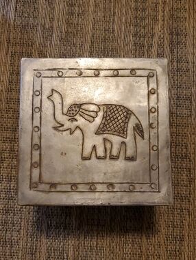 Elephant Embossed Trinket Box